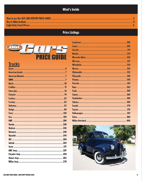 2026 Old Cars Price Guide Trucks eBOOK
